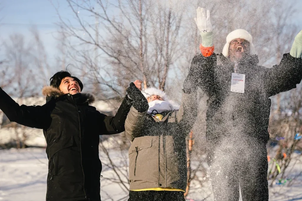 founder swiping snow in Russia