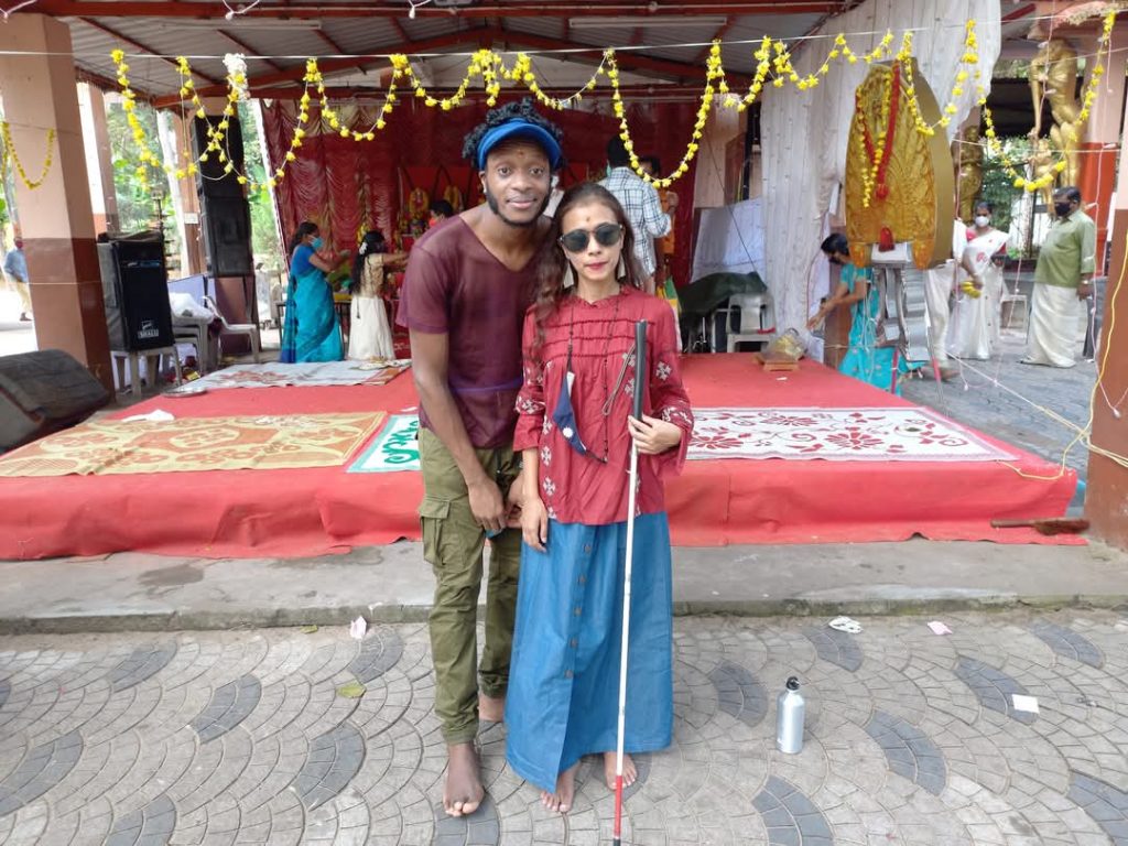 Tyrone Havnar with the founder of
Blind Rocks Sristi KC