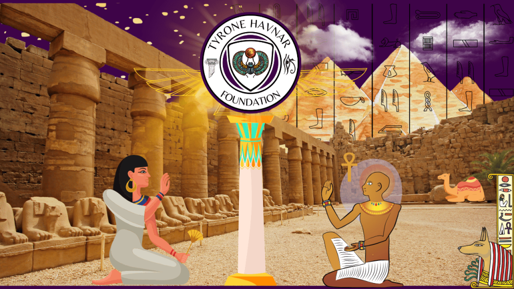 Tyrone Havnar Foundation logo in an ancient Egyptian setup